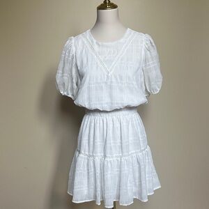 Aura White Mini Puffed Sleeve Dress